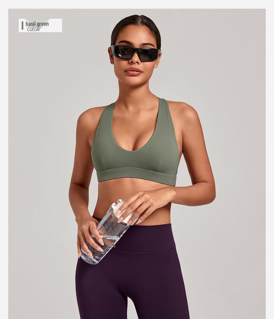 Cross-Strap Halter Neck Yoga Bra for Running and Fitness
