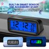 Reloj digital solar para coche, con fecha, semana, temperatura y humedad, pantalla LCD retroiluminada para salpicadero, reloj para coche, adhesivo interno para automóviles