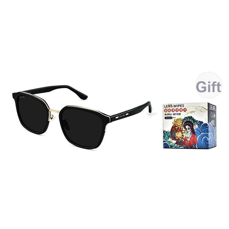 Calvin Klein Color Block Stylish UV Protection Sunglasses Unisex sunglasses CK25123SLBK 001-Black/Gold