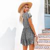 Summer Women's Chiffon Dress Sexy V-neck Floral Mini Beach Dresses Fashion Ruffles Button Loose Femme Sundress Vestido