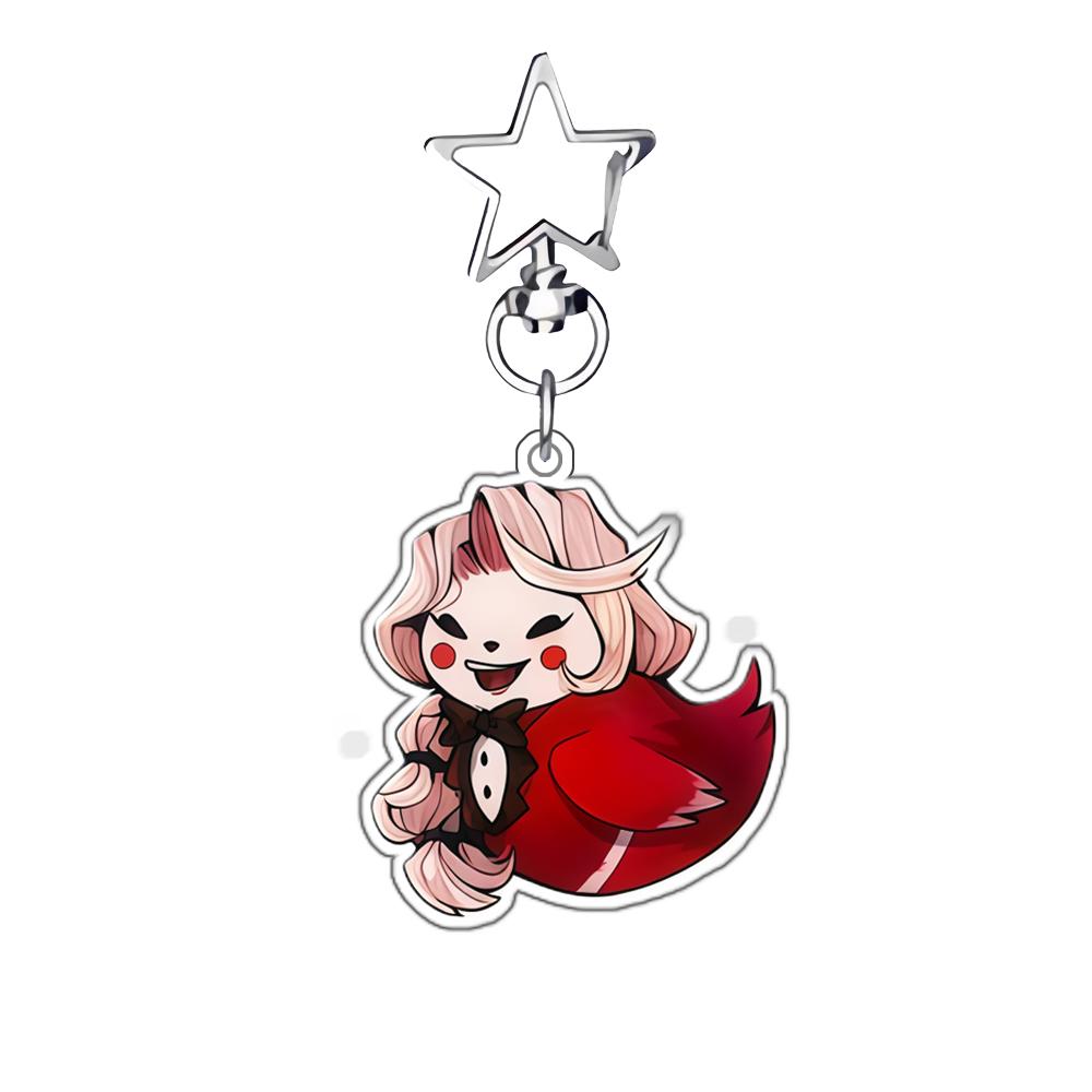 Boucle de Clé Acrylique Anime pour Alastor Sir Pentious Angel Dust Niffty Fait Main Version Q Pendentif Forme Canard Porte-Clés Acrylique gray