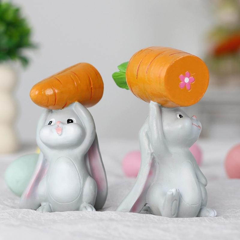 Resin Bunnies Figurine Easter Rabbit Statue Indoor Easter Decoration Modern Art Spring Home Decors,Bunnies Sculpture