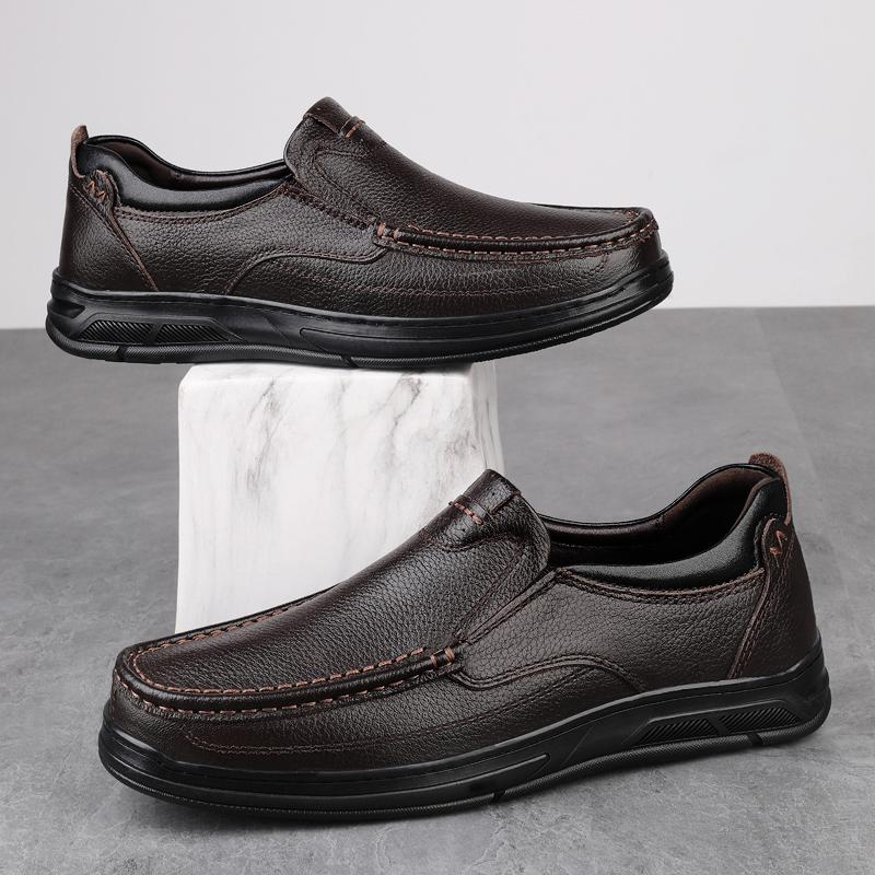 Fashion Summer New Mens Genuine Leather Shoes Soft Soled Casual Flats Outdoor Walking Loafers Comfort Fashion Hiking Footwear Moccasins