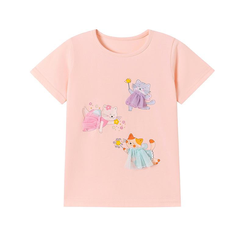 Little maven Summer 2026 Kids Clothes Cartoon Flowers Cats T Shirts Teenagers Baby Girls Tops Tees Children's Clothing T-shirts