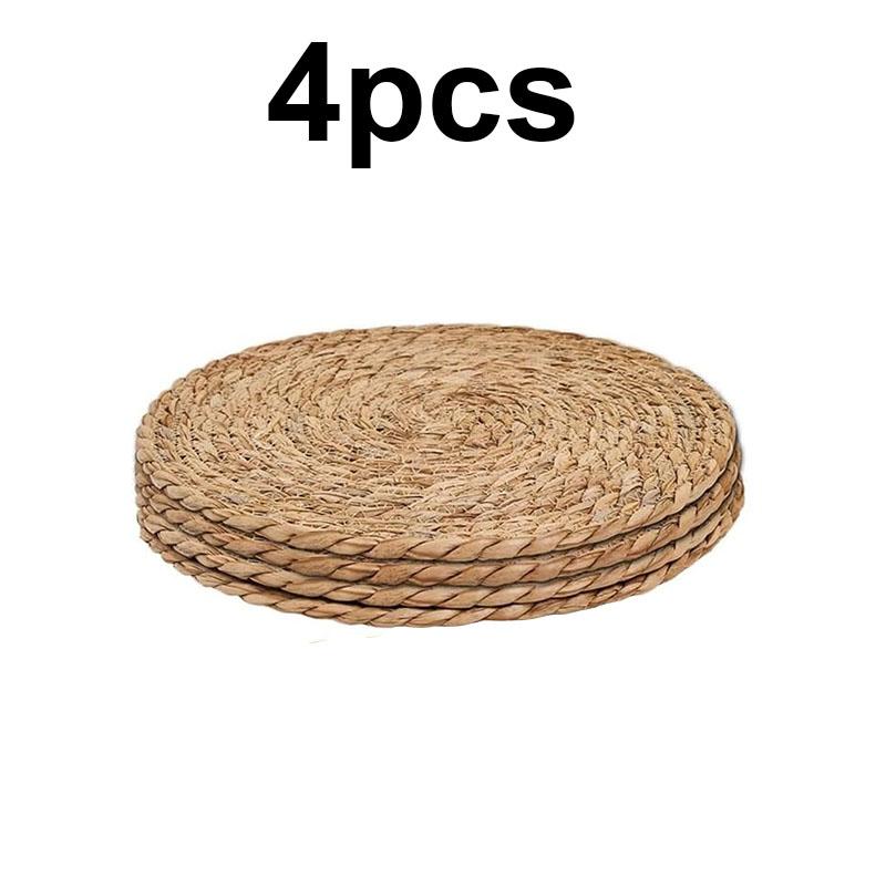 

4/8/12pcs Round Woven Placemats Set Boho Rattan Placemat Natural Placemats 12Inch Farmhouse Weave Straw Braided Table Dinner Mat 12 Inch&Round