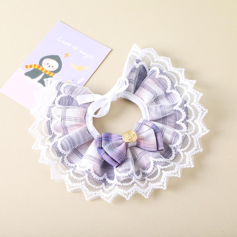 

Принцеса для домашніх тварин Слинявчик з мереживною облямівкою: Милий бантик для кота та собаки, шийна хустка XS