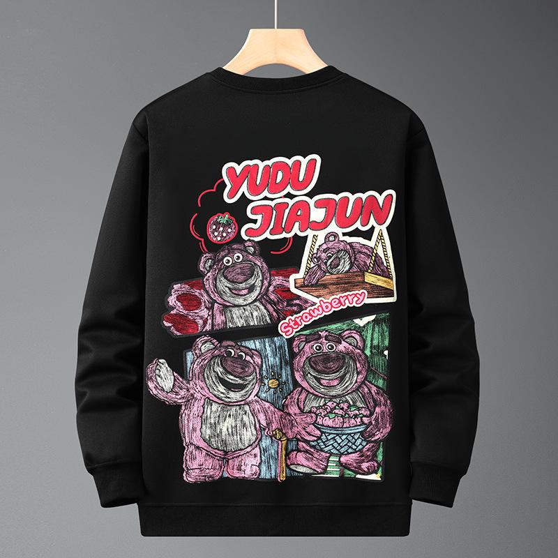 2024 Men s Plus Size Spring/Autumn Sweatshirt - Trendy Oversized Fat Guy Style 5XL чёрный