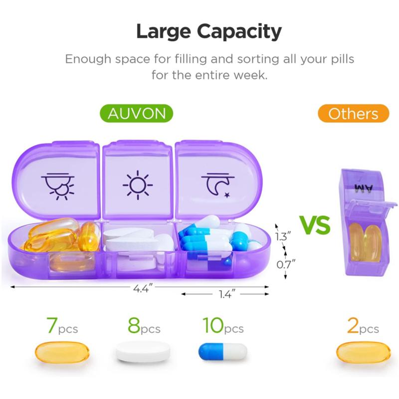 4 Colors Pill Box 7 days Organizer 21 grids 3 Times One Day Portable Travel Large Compartments for Vitamins Medicine Fish Oils