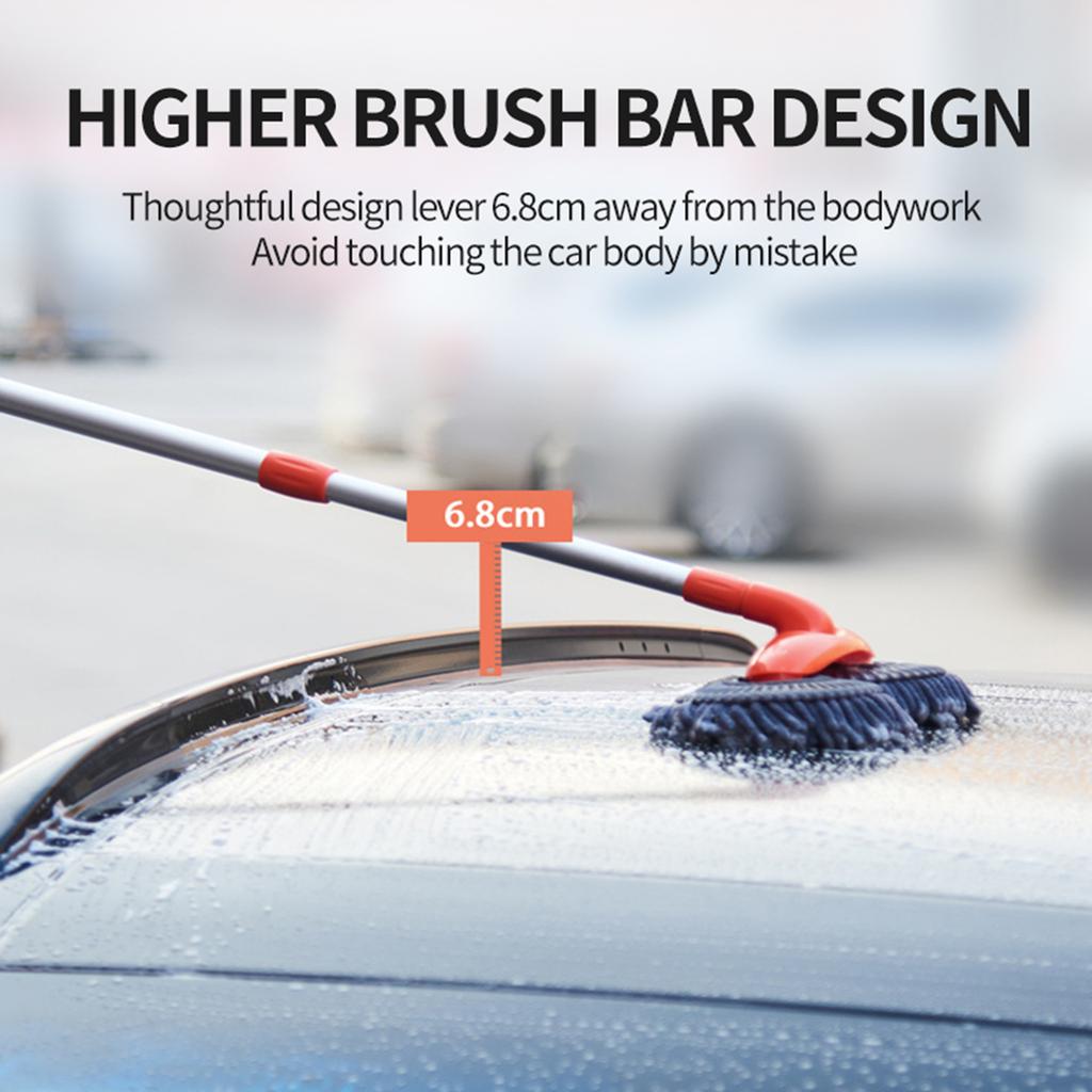 Car Wash Mop Double Head Brush with Adjustable Pole Car Cleaning Detailing Wash Brush Microfiber Duster Washing Detailing Cars