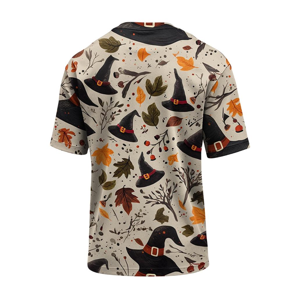 Men's Casual Quick-Dry Breathable Mesh Short Sleeve T-Shirt Lightweight Round Neck Top Halloween Print Design Suitable for Outdoor Activities