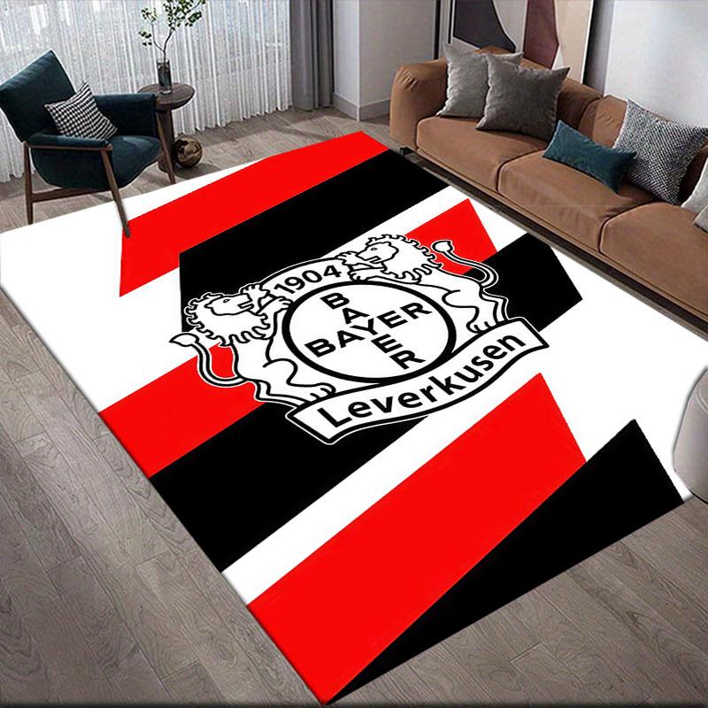Bayer 04 Leverkusen Flannel Printed Carpet, Home Sofa Decoration for Living Room & Bedroom, Non‑Slip Play Flannel Floor Mat for Game Room