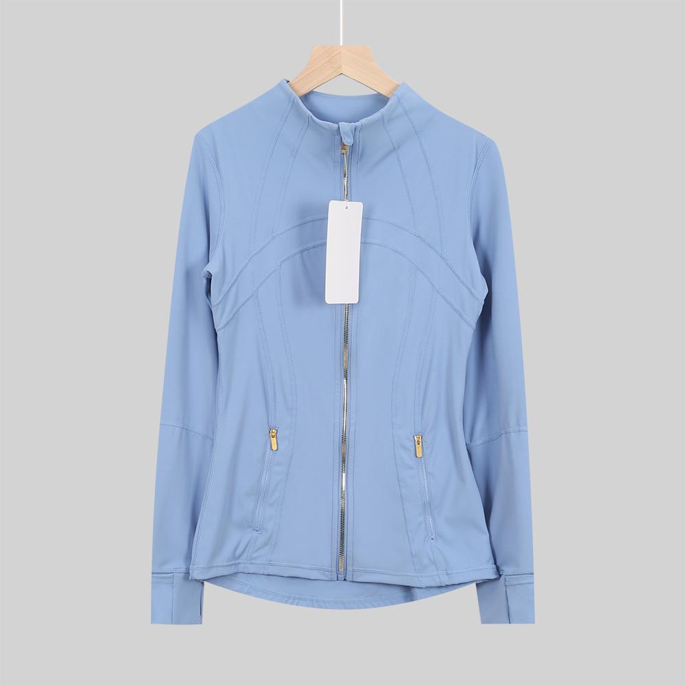 Available: Original Gold Quick-Dry Slimming Fitness Jacket with Stand-Up Collar and Long Sleeves for Running & Yoga.