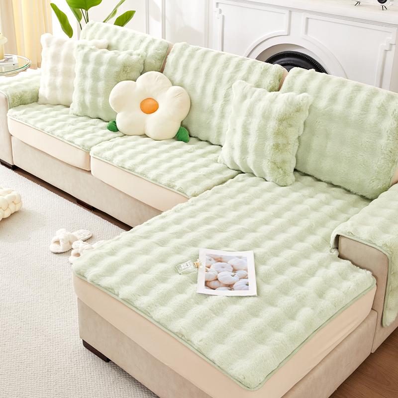 Rabbit Plush Sofa Cover All-Inclusive Universal Sofa Cushion Winter Sofa Cushion Non-Slip Sofa Cover Sofa Cover