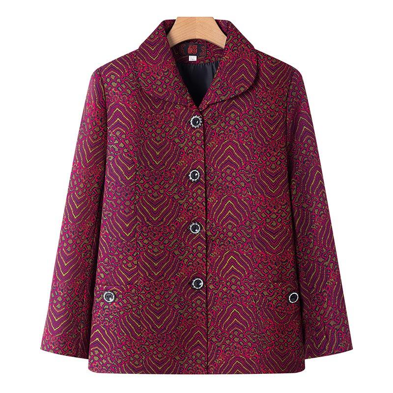Autumn Women's Top with Lining, Year 0 Thin Coat, Old Lady Lapel Gown