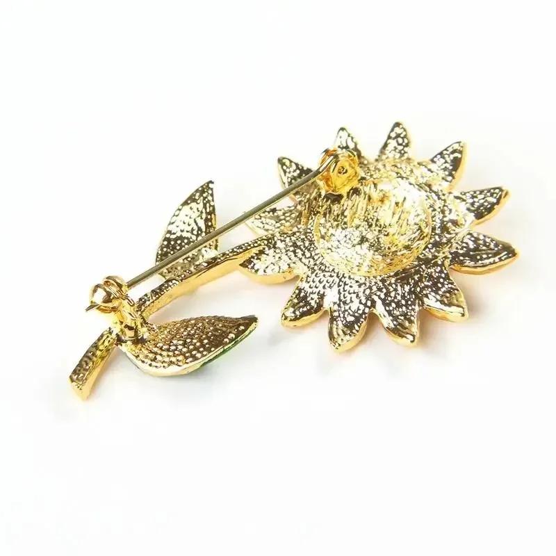Sunflower Chrysanthemum Magnolia Enamel Brooch Delicate Ladies Rhinestone Lapel Pin Clothing Accessories Gift Jewelry Girls Gift