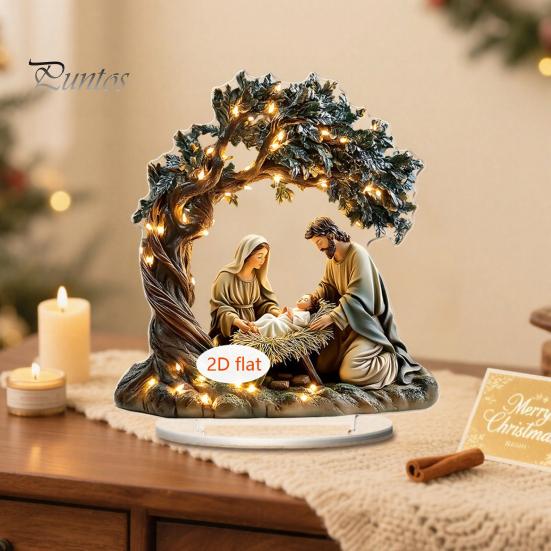 Modern Home Office Decor Abstract Thinker/Bathtub Santa Claus/Christmas Nativity Acrylic Desktop Ornament, Artistic Table Decoration with Unique Desk