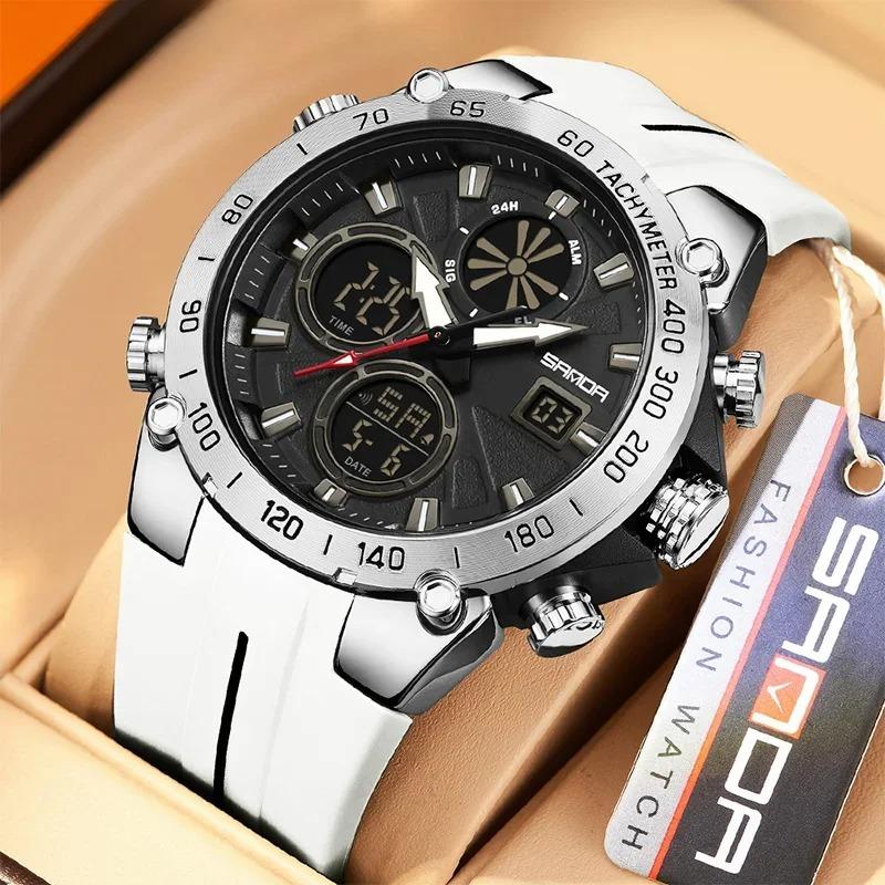 Top Fashion Men's Sports Watch Waterproof LED Analog Digital Dual Display Electronic Clock Stopwatch Men Quartz Wristwatch