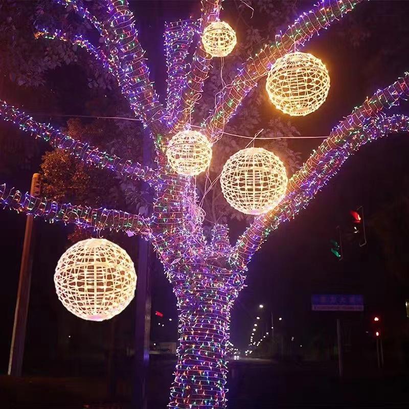 LED Rattan Dekorative Außenhängeleuchten Runde Kugel für Landschafts- und Straßenbeleuchtung