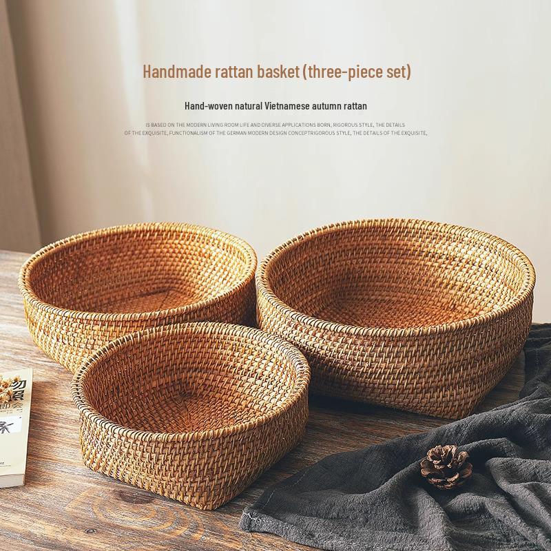 Mehrzweck Bambus Webkorb zur Aufbewahrung, für Obst, Brot, Brötchen, Snacks und für Picknicks