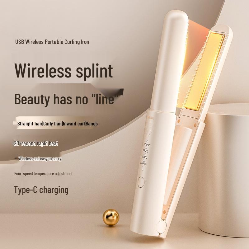 Portable Wireless Mini Hair Straightener Comb for Students - Dual-use Heat Styling for Bangs and Perms.