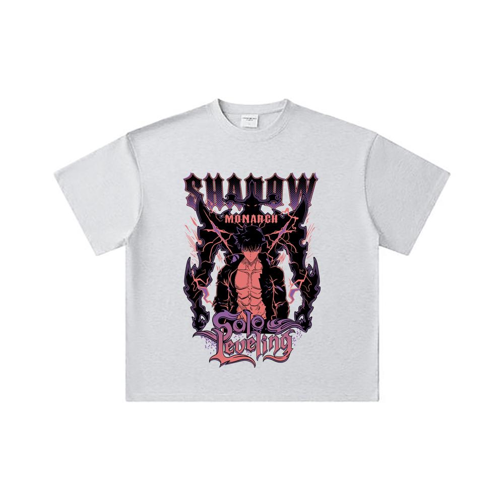 260 GSM Double Yarn 32 Count 100% Cotton Solo Leveling V3 Shadow Monarch Print Unisex Heavy Cotton T Shirt
