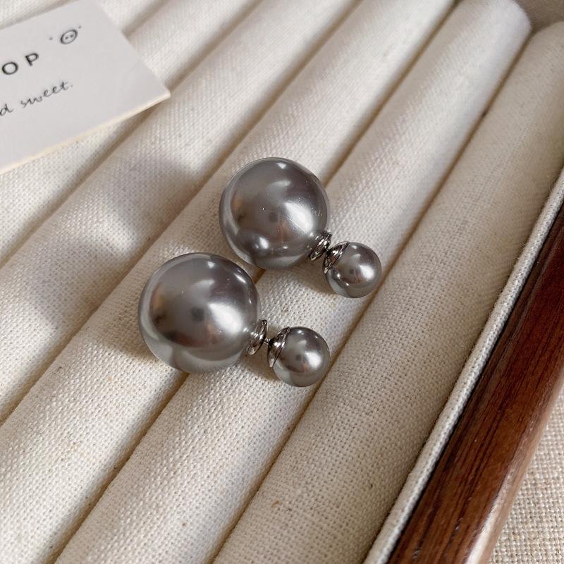 French retro silver needle pearl earrings simple niche exquisite earrings fashion high temperament earrings women