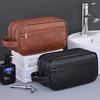 Double-Layer Toiletry Bag for Women Men PU Leather Travel Wash Organizer Dopp Kit Water-resistant Shaving Cosmetic Bag Strorage