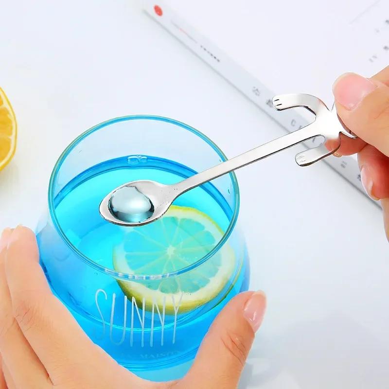 Cat Shape Steel Coffee Stainless Tea Spoon Lovely Cute Teaspoon Dessert Snack Scoop Ice Cream Mini Spoons Tableware Kitchen Tool