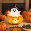 Childrens Bedroom Sleeping Light Halloween Cute Up Ghost Decoration, Small Statue Night Light, Decorative Resin Pumpkin Table Decoration for