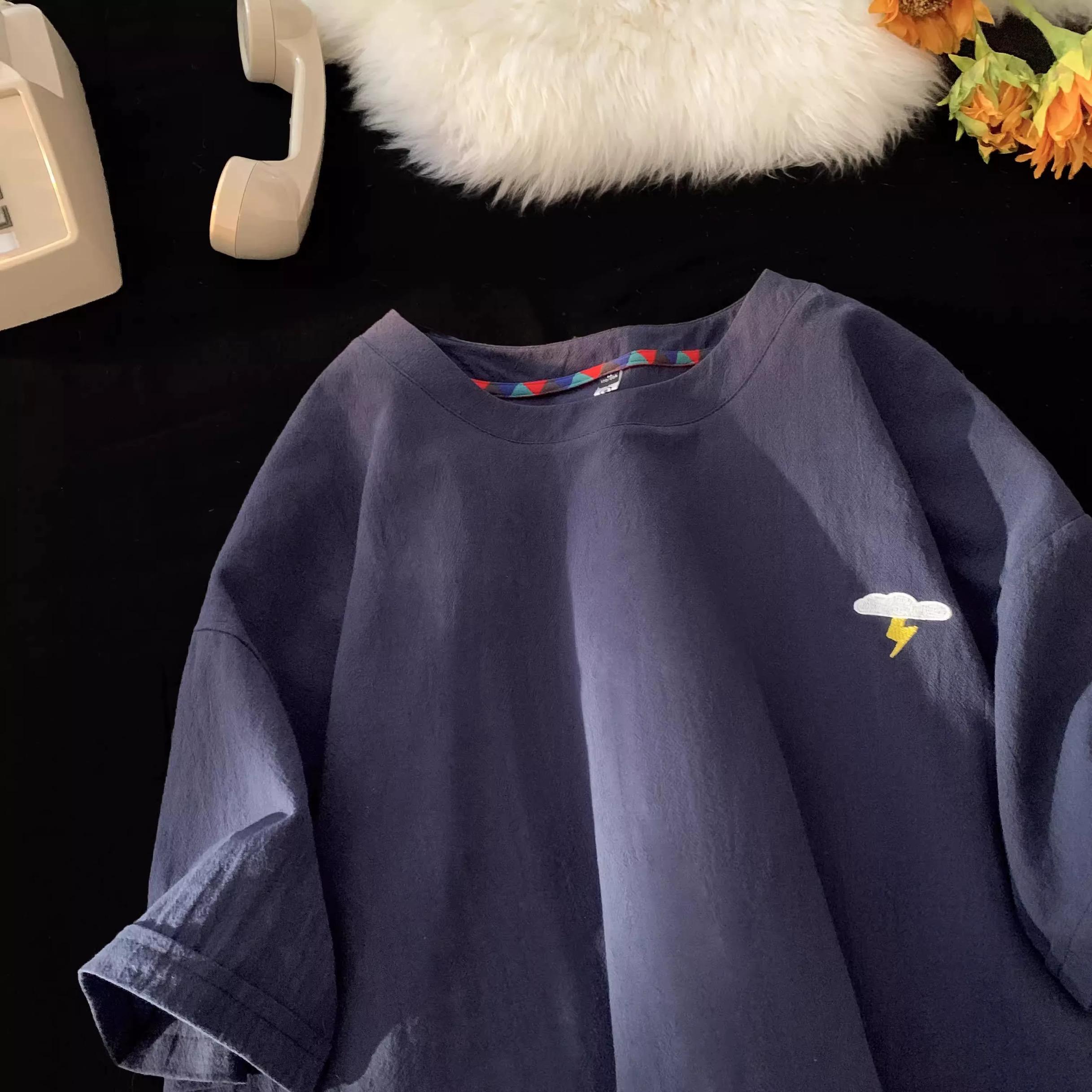 

Футболка мужская с коротким рукавом из хлопка, модная брендовая футболка в стиле хип-хоп с круглым вырезом, летняя футболка 3XL темно-синий