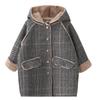 Cappotto Tweed da Ragazza Autunno e Inverno da Donna Giacca a Quadri con Cappuccio da Bambina Imbottita e Ispessita Cappotto per Bambini
