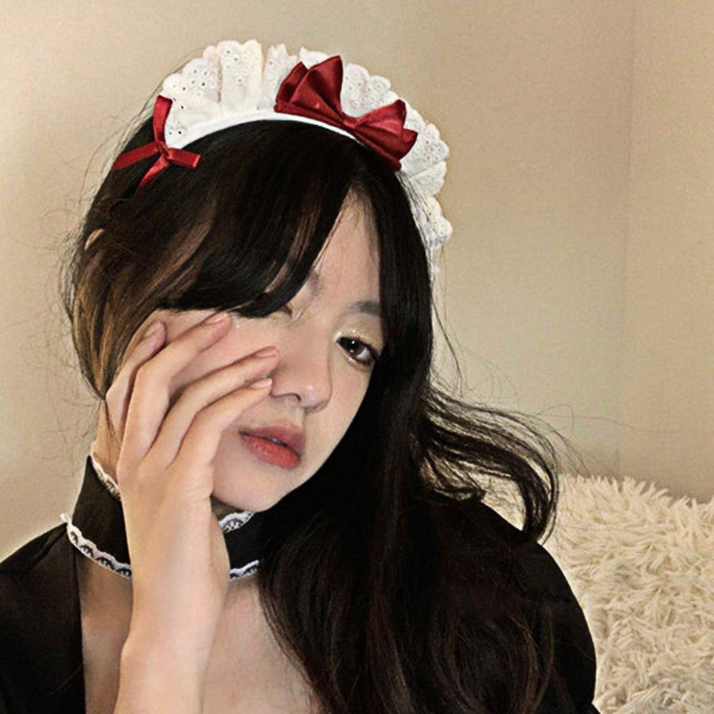 Lace Cosplay Props Make Up Wash Face Lolita Hair Band Korea Style Headband Bow Women Accessories