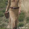 Ladies Vintage Western Lapel Front Zipper Tassel Long Sleeve Medium Dress