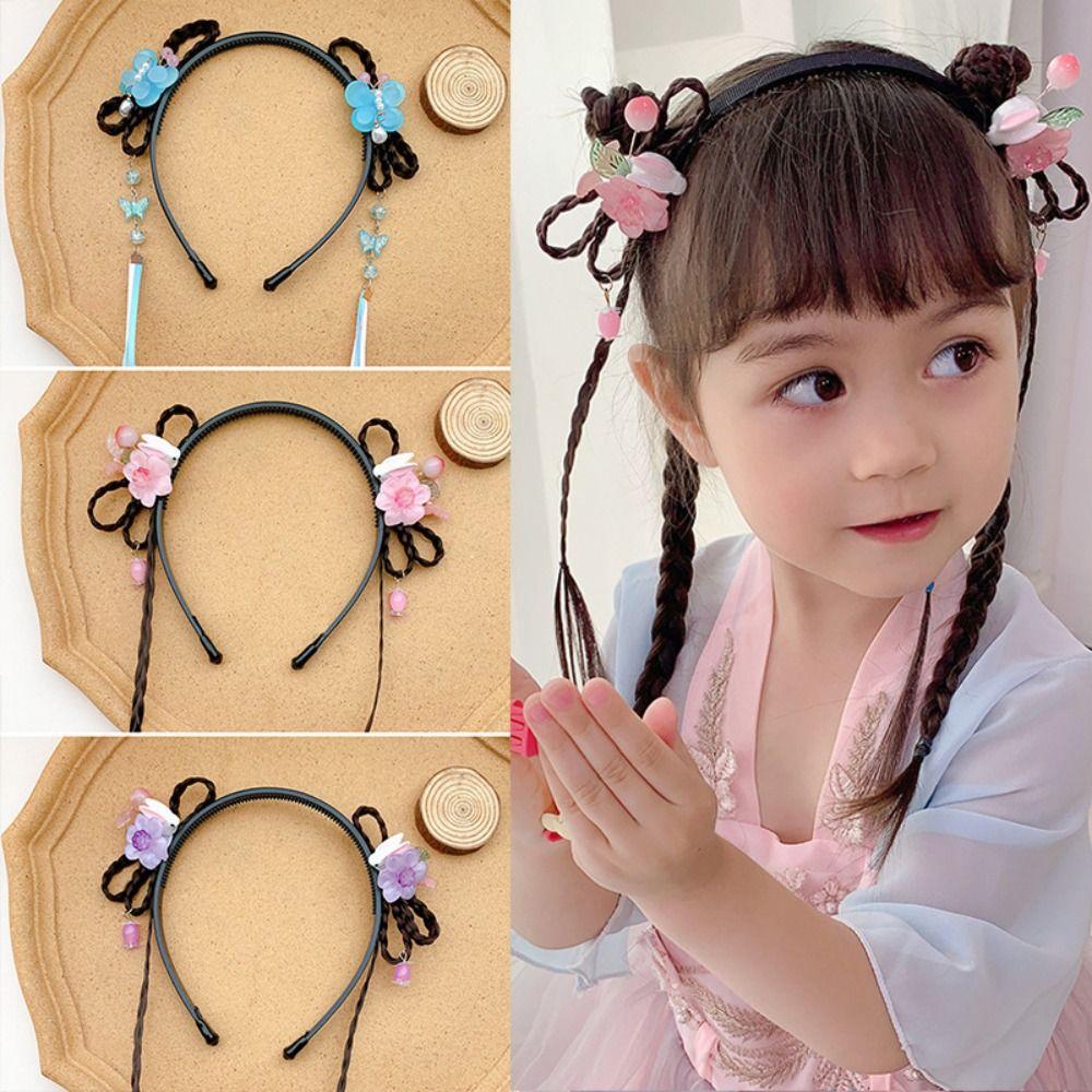 

Китайский стиль волос Дети Ханьфу Цветок кисточка повязка на голову Синтетические плетеные повязки принцесса повязка на голову A2