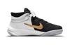 Nike Team Hustle D 10 Flyease Abrasion Resistant Mid Top Basketball Shoes White Gold Black Children Aged 3 7 Years Old DD7302-002