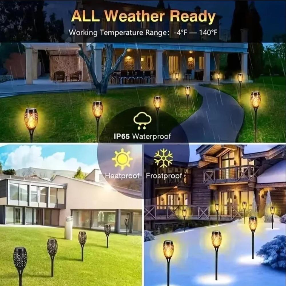 1-8PCS 12LED Solar Flame Torch Lights Flickering Light Waterproof Garden Decoration Outdoor Lawn Path Yard Patio Floor Lamp