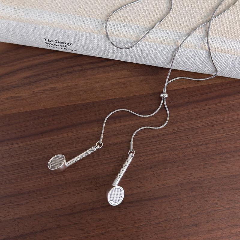 Серебряные Наушники Кулон-Капля Воды Ожерелье В Стиле Ins Минималистичная Длинная Вытягивающаяся Цепочка для Свитера Ювелирные Аксессуары as the picture