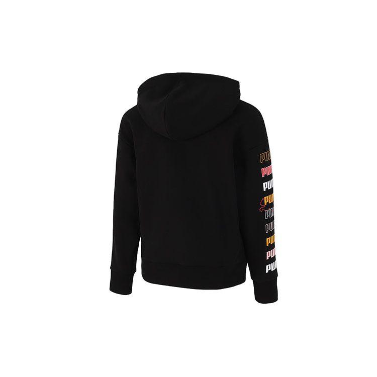 Puma Classics Graphic Hoodie With Multicolor Logo Print Women Hoodie Black 533155-01