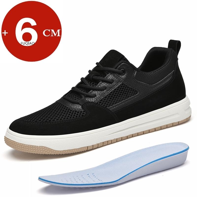 

Men Summer Casual Elevator Shoes 6cm Hidden Height Increaser Hollow Out Breathable Mesh Pigskin All-Match Daily Lift Sneakers 37