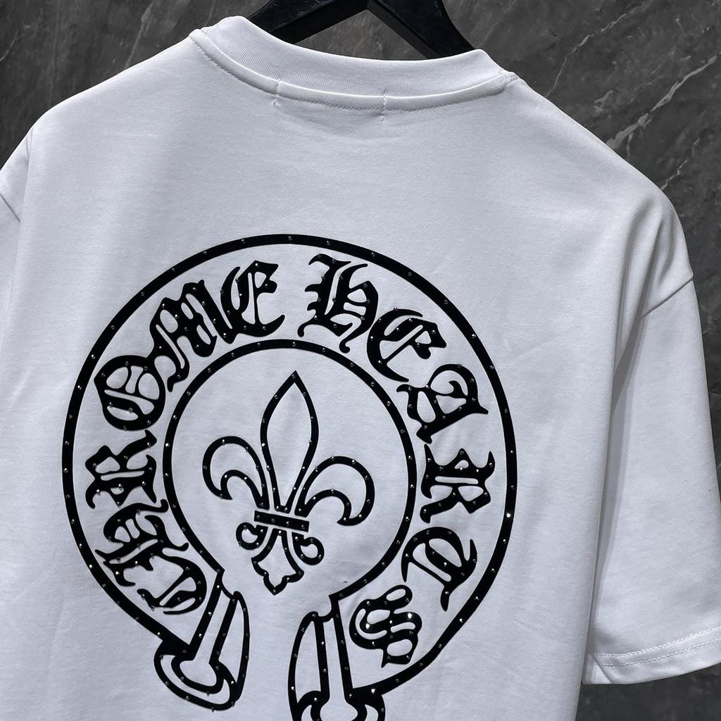 8933 CHROME HEARTS 2026 Summer New High Quality Cotton Round Neck Loose Large Size Men's and Women's T-shirt Couple T-shirt