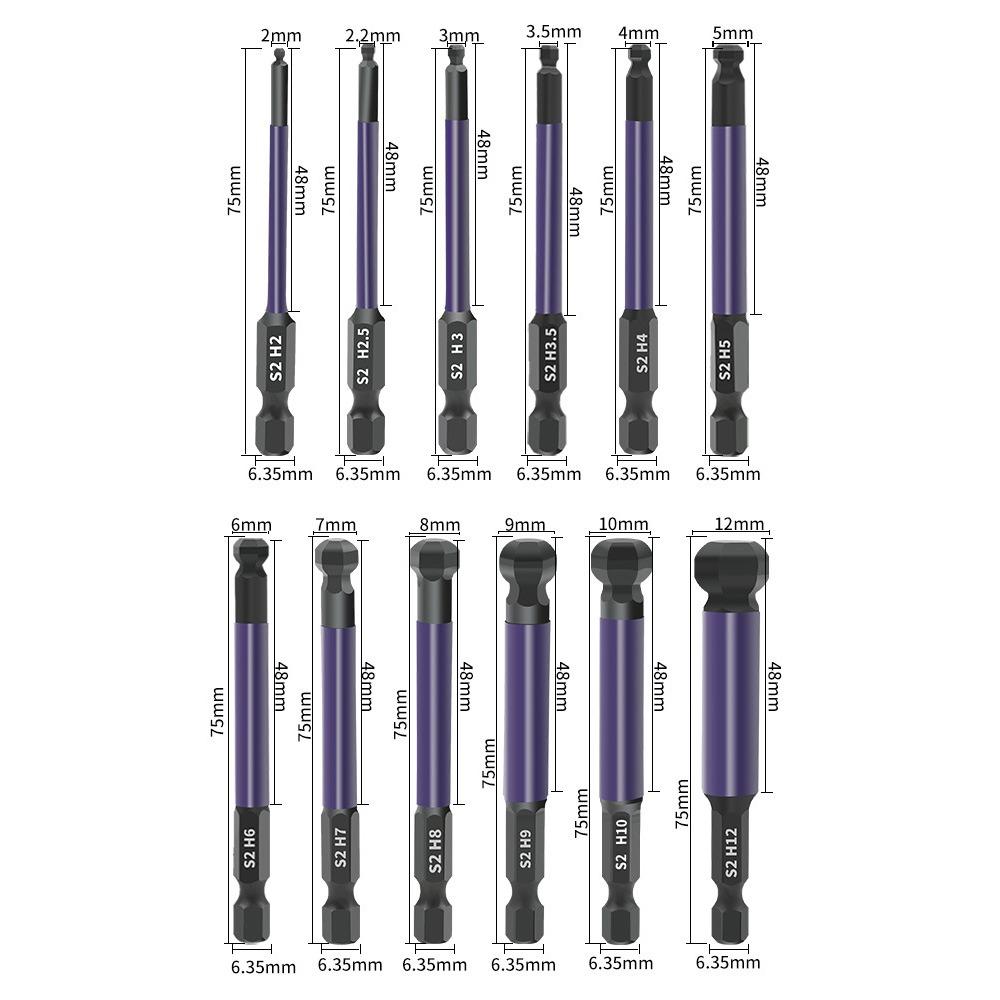 1/4 Inch Hex Shank Ball End Hex Bit with Double-ended Socket Hexagonal Screwdriver Bit