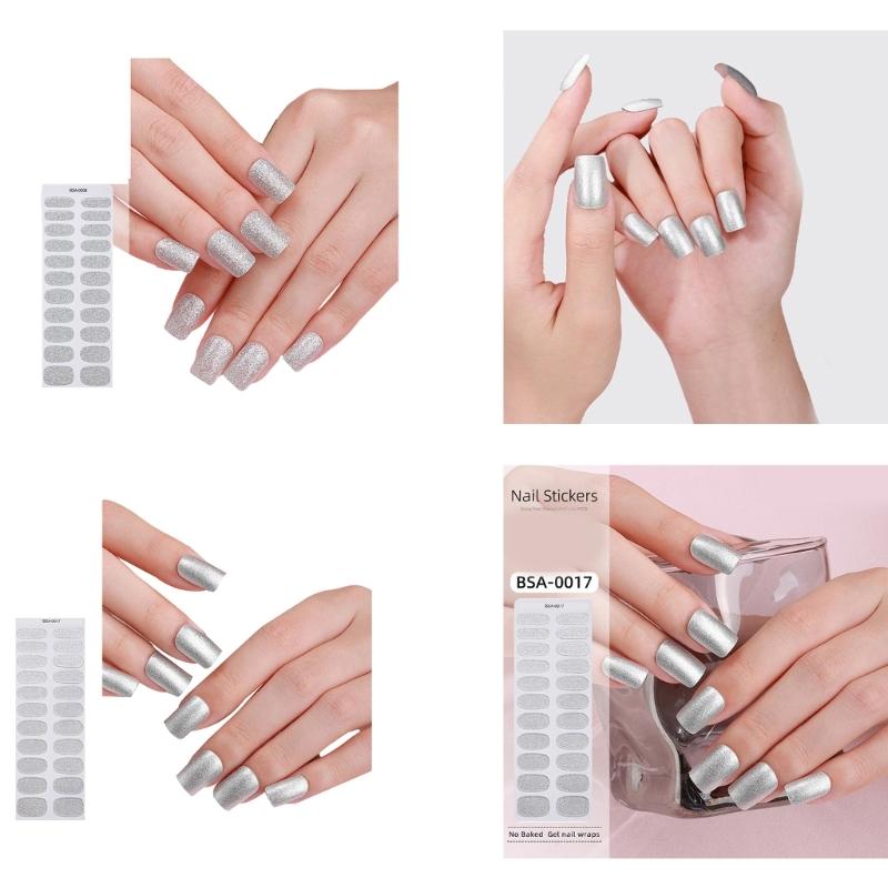 Gel Nail Wraps Solid Color Gel Nails Stickers Semi Cured Nails Polish Wraps Gel Nail Strips DIY Nails Art Decoration