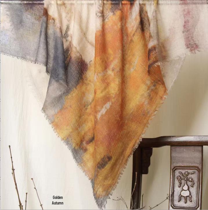 Cloud Mist Cashmere Scarf - 200 Count, Printed Square, Thin Neck Warmer (YRC5259)