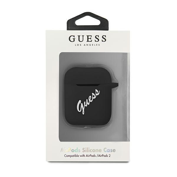 Guess Guaca2Lsvsbw Airpods 1/2 Coverczarno Biały/Black White Silicone Vintage