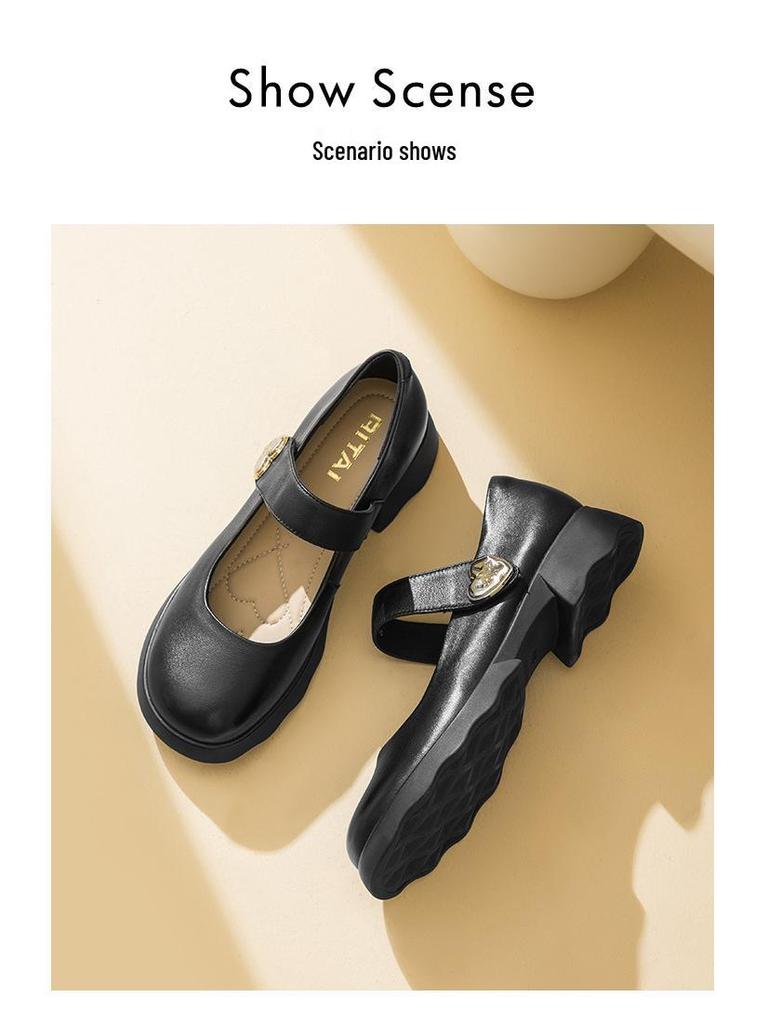 Women's Breathable Summer Low-Cut Leather Shoes, Thick Non-Slip Sole, Versatile Soft Mom Shoes SZ8123