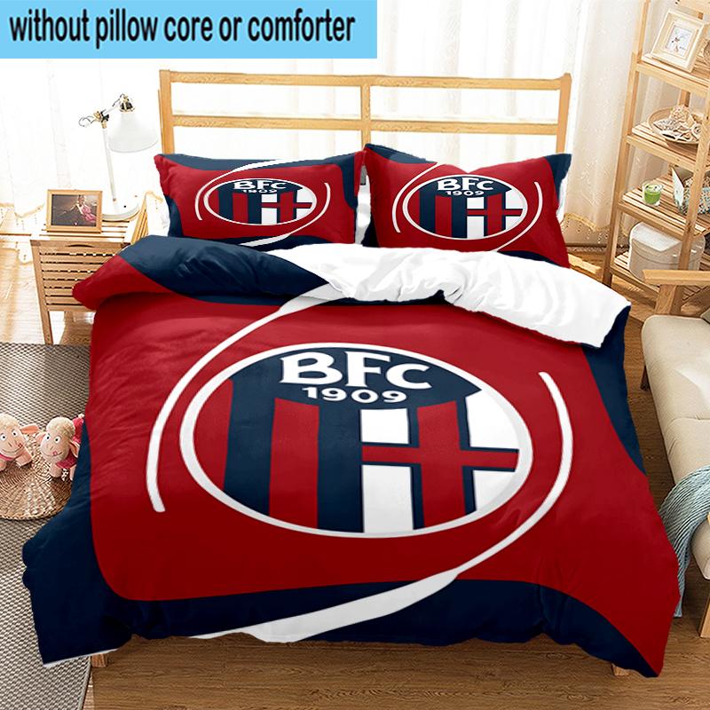3PCS Football Bologna Bedding Set,Including 1pc Duvet Cover And 2pcs Pillowcases Perfect for Bedroom, Dormitory, Fan Christmas gift