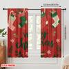 2pcs,2D plane printing Popular Curtains Stockings_ Snowflakes & Poinsettias Durable Polyester (without rod) Decorations Inside