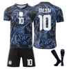 Conjunto Deportivo Infantil Argentina Messi Camiseta Mundial Pantalones Cortos Calcetines Set Negro