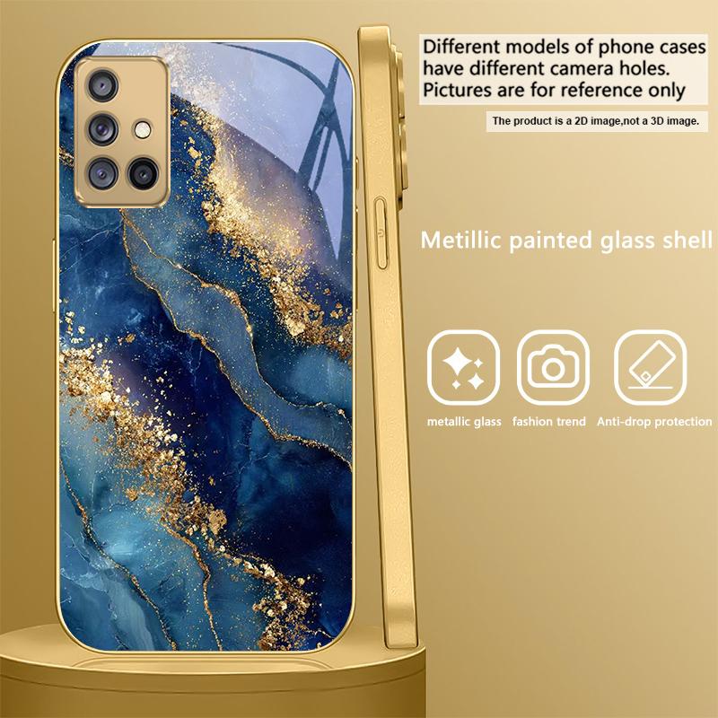 

Golden lines and spots For Samsung A16 A15 A14 A13 A12 A26 A25 A23 A22 A21s A36 A35 A34 A33 A32 A31 A52 A73 A72 glass phone case Galaxy A73 5G
