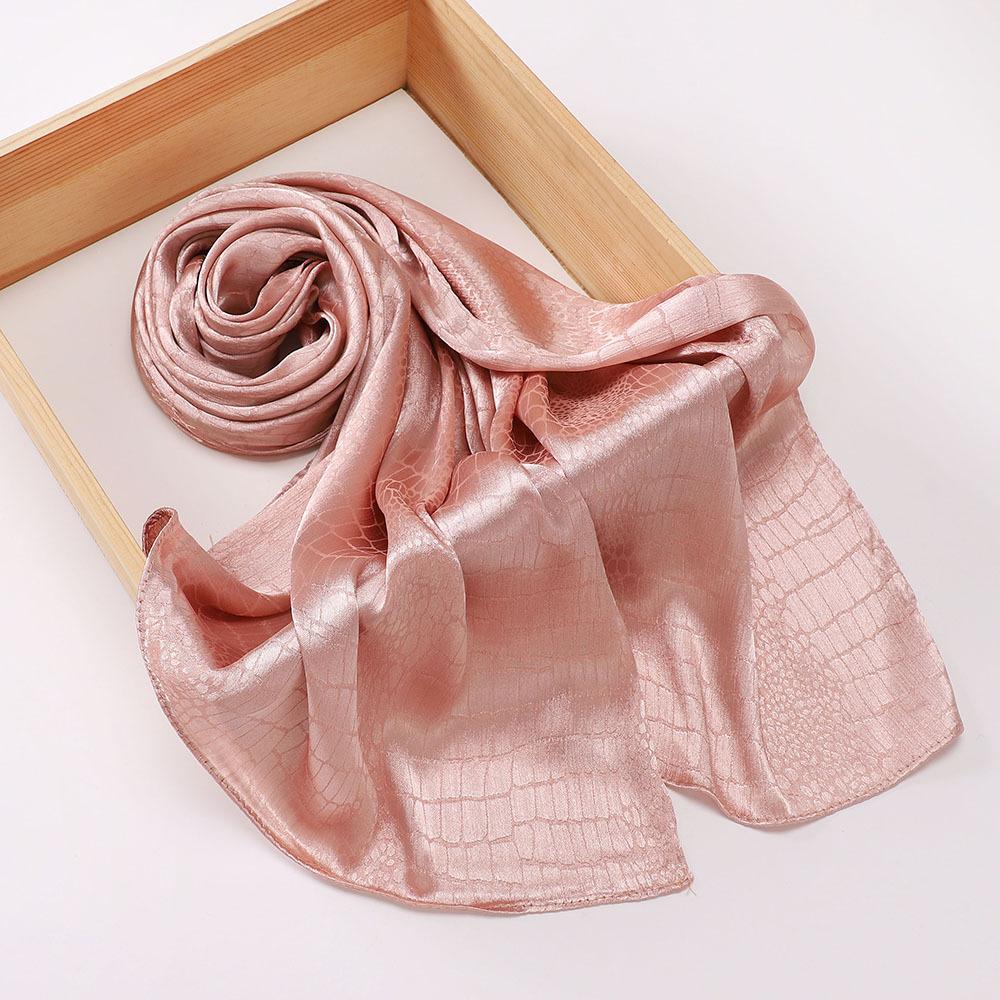 70*170CM Malaysia New Simulation Silk Silk Satin Jacquard Crocodile Pattern Long Scarf Women Shawl Wrap Head Cover
